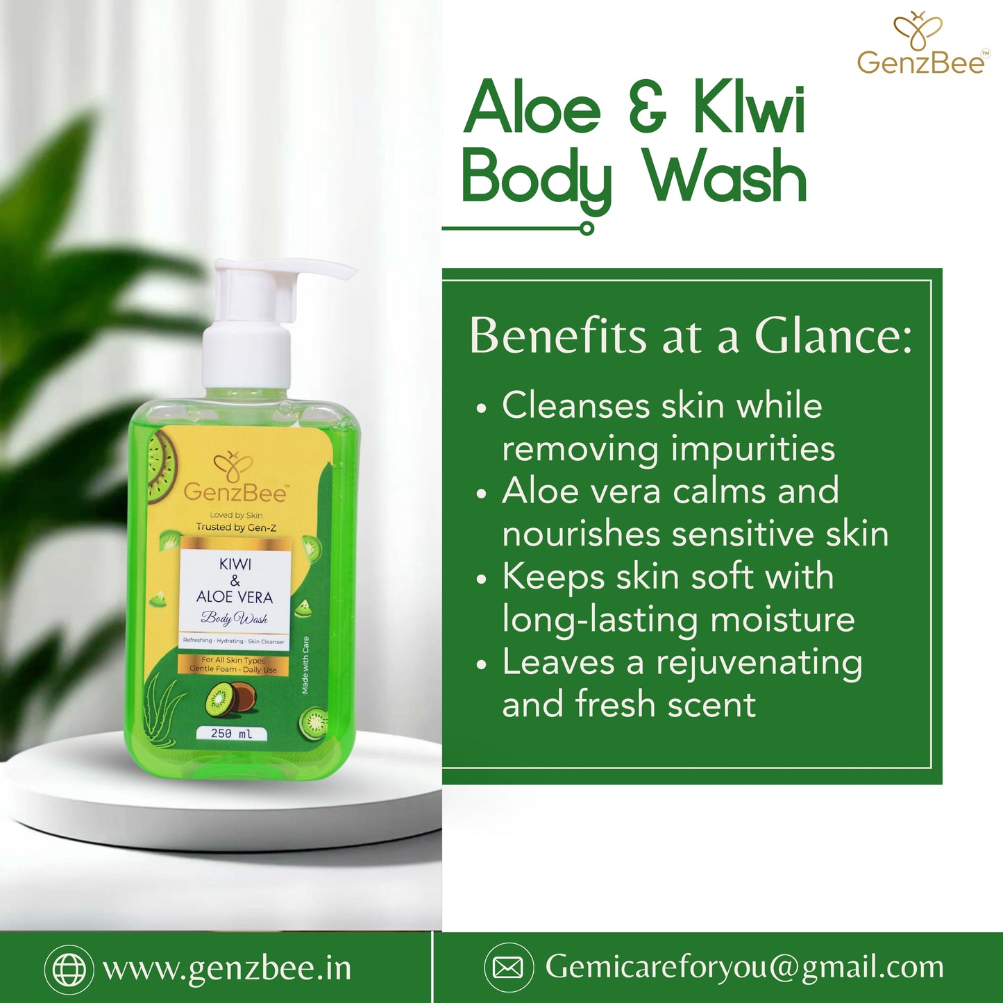 GenzBee Kiwi & Aloe Vera Body Wash