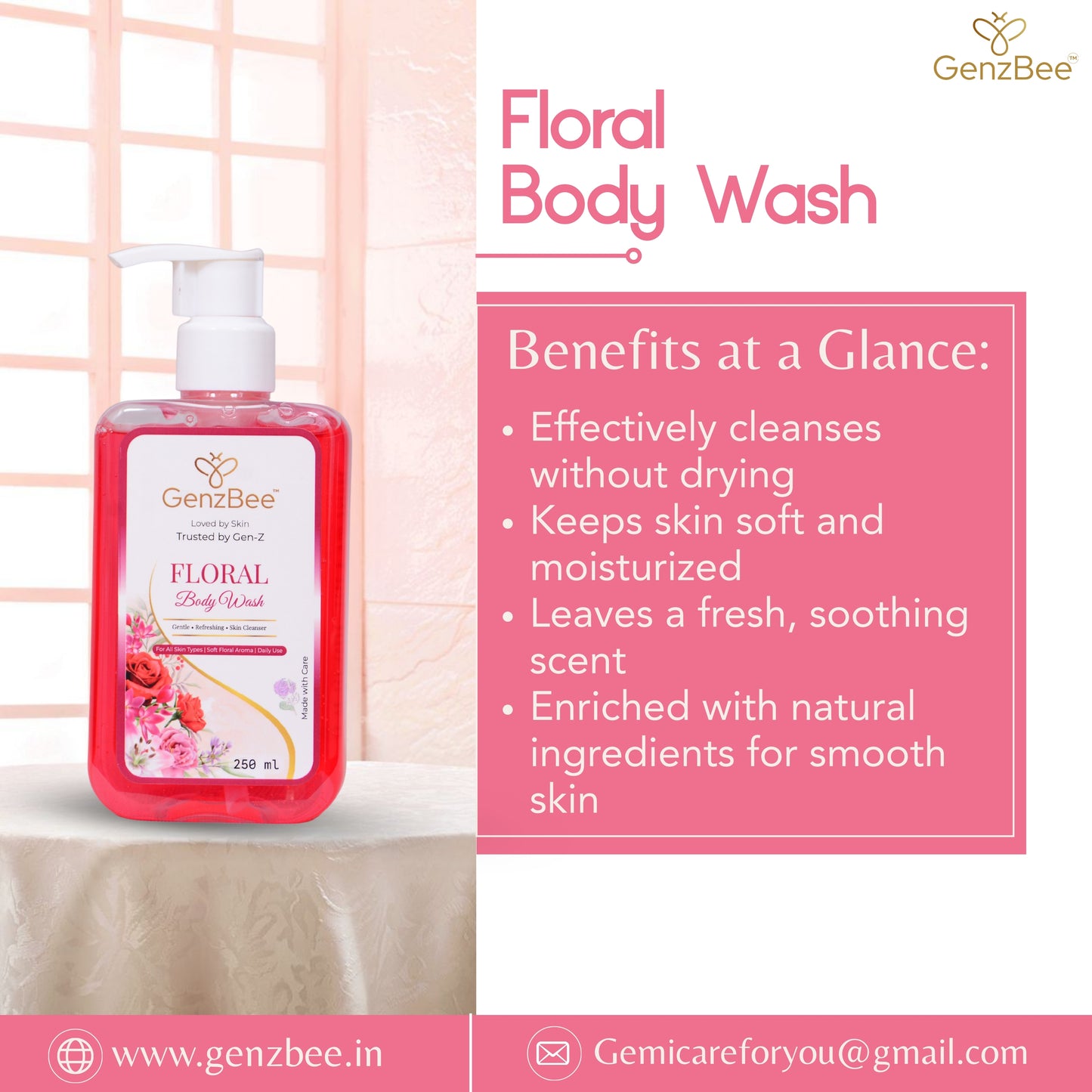 GenzBee Floral Body Wash – 250 ml