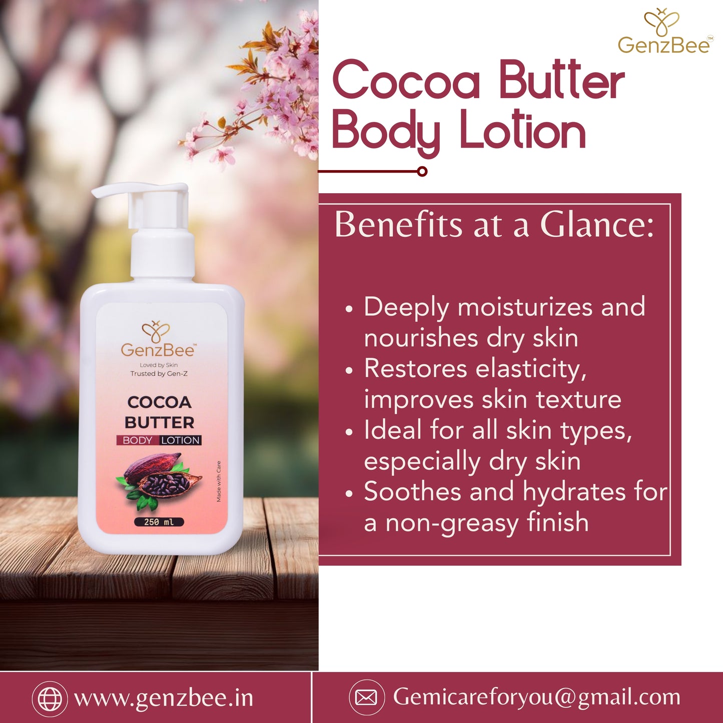 GenzBee Cocoa Butter Body Lotion – 250 ml