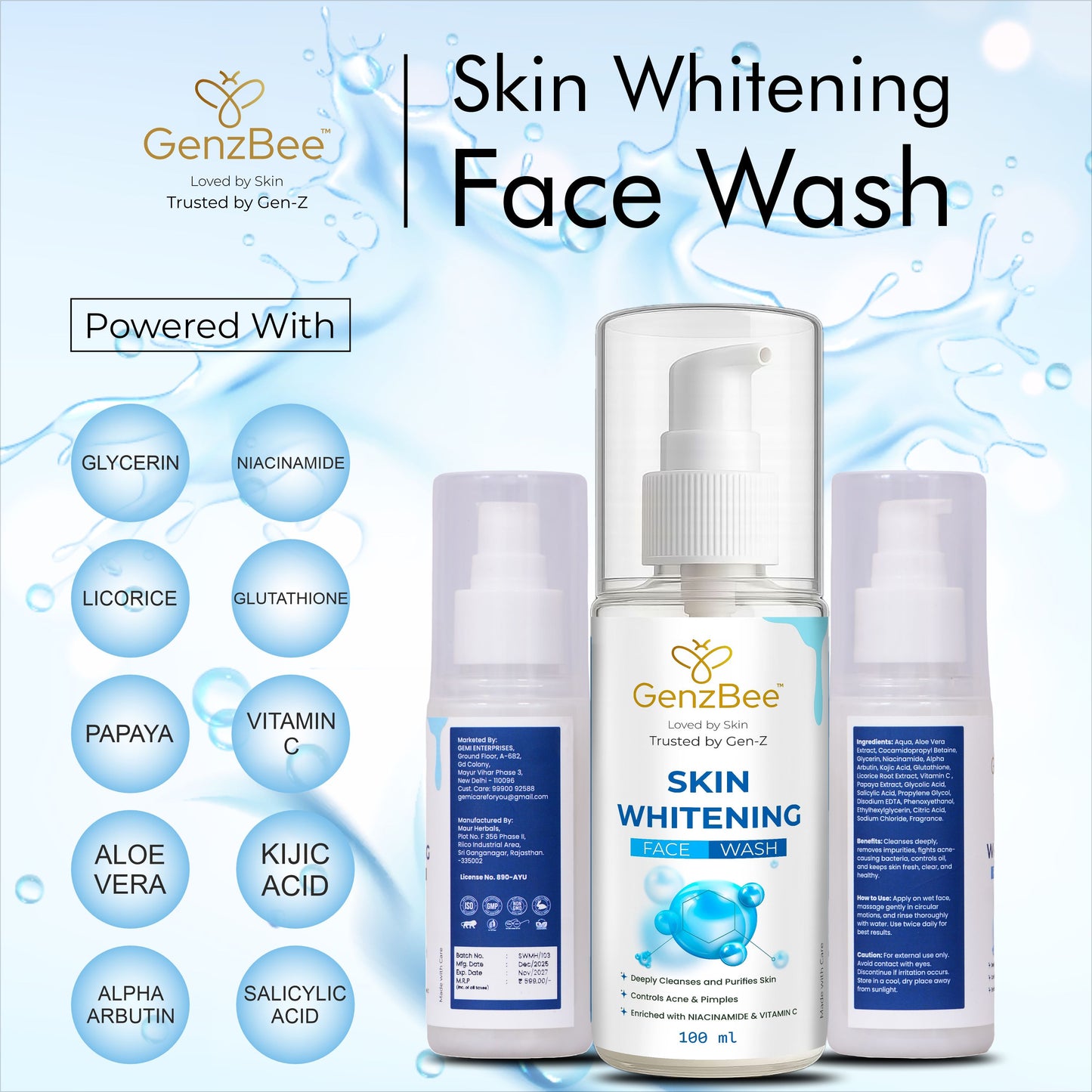 Genzbee skin whitening face wash