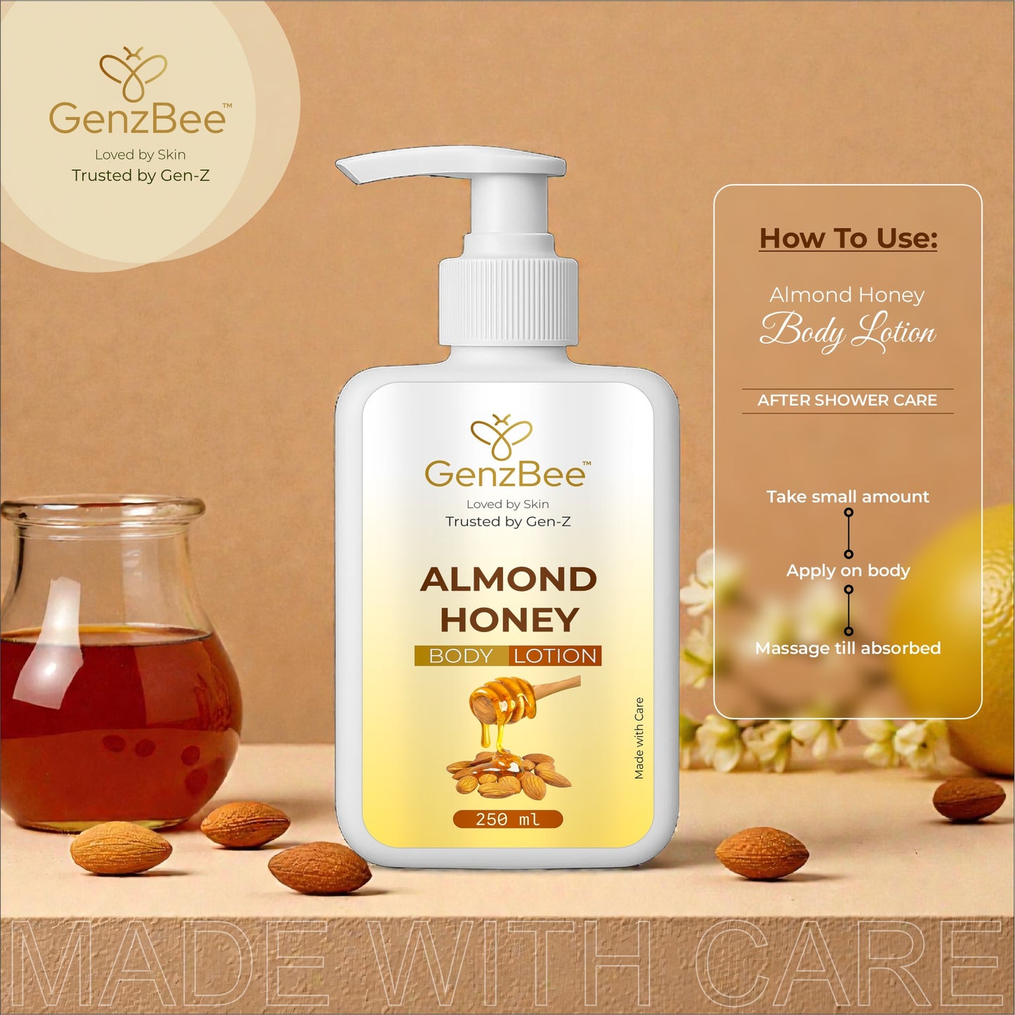 GenzBee Almond Honey Body Lotion – 250 ml