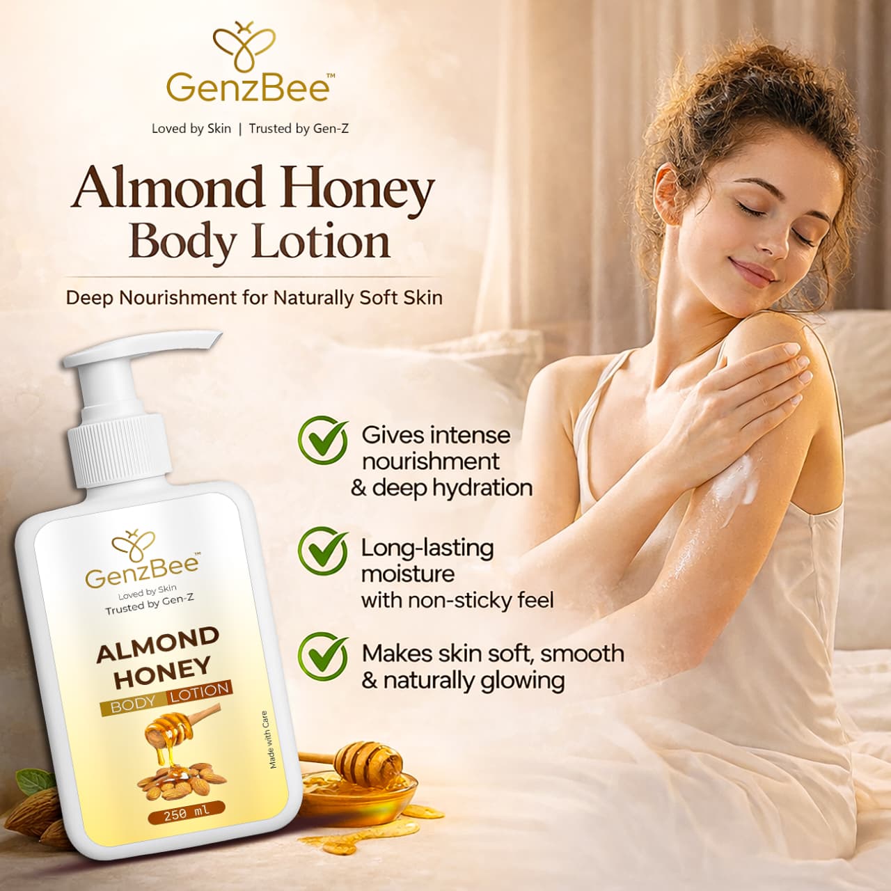 GenzBee Almond Honey Body Lotion – 250 ml